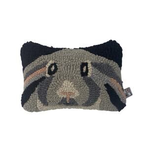 Bunny Rabbit Hooked Wool Throw Pillow 7 X 10 In Judith Riley Chandler 4 Corners